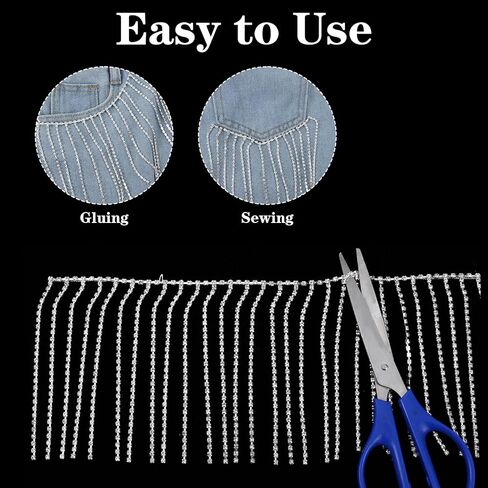 حجر الراين الشريط شرابة سلسلة حجر الراين هامش تقليم مطرز الشريط الماس شرابة سلسلة الشظية الماس هامش للخياطة الحرف الزفاف حزب الملابس والاكسسوارات الإناث المجوهرات ديكور عيد الميلاد in Kuwait