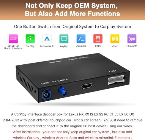 Retrofit Kit Decoder Wireless Carplay for Lexus NX RX is ES GS RC CT LS LX LC UX with Small Touchpad/Joystick Support Android Auto/MirrorLink/Backup Camera/YouTube in Saudi Arabia
