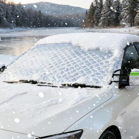 Car Windshield Snow Cover,Winter Windshield Covers,Heavy Duty Ultra Thick Protective Windscreen Cover, Snow Ice Frost Sun Uv Dust Water Resistent,for Most Cars Sedan Compact Suv-147x100cm in Kuwait