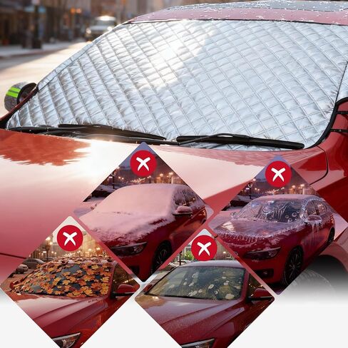 Car Windshield Snow Cover,Winter Windshield Covers,Heavy Duty Ultra Thick Protective Windscreen Cover, Snow Ice Frost Sun Uv Dust Water Resistent,for Most Cars Sedan Compact Suv-147x100cm in Kuwait