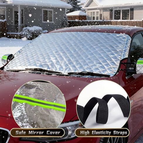 Car Windshield Snow Cover,Winter Windshield Covers,Heavy Duty Ultra Thick Protective Windscreen Cover, Snow Ice Frost Sun Uv Dust Water Resistent,for Most Cars Sedan Compact Suv-147x100cm in Kuwait
