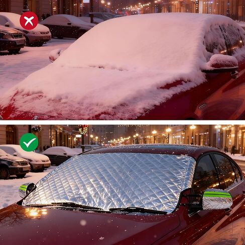 Car Windshield Snow Cover,Winter Windshield Covers,Heavy Duty Ultra Thick Protective Windscreen Cover, Snow Ice Frost Sun Uv Dust Water Resistent,for Most Cars Sedan Compact Suv-147x100cm in Kuwait