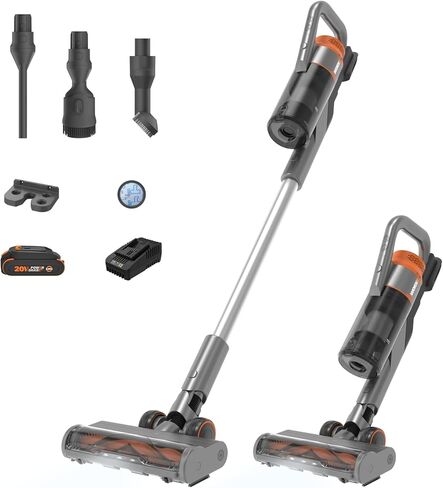 WORX 20V PowerShare Cordless Stick Vacuum WX038L.9, Powerful Cordless Vacuum Cleaner 25Kpa High Suction for Pet Hair, Lightweight Handheld Vacuum Cleans Floors Carpet Car – Tool Only in Saudi Arabia