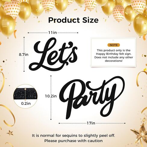 لافتة بابينست Let's Party اللباد، لافتة حروف سوداء قابلة لإعادة الاستخدام للخلفية، ديكور قوس البالون، لوازم الحفلات للتخرج، عيد الميلاد، الزفاف، العازبة، عيد الميلاد، بار المنزل، ديكورات حائط الكهف للرجال in Kuwait