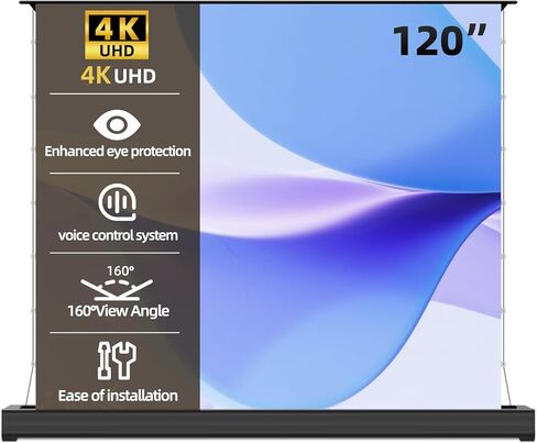 100" ALR Motorized Floor Rising Projector Screen for Long/Standard Throw Projector,Movie Screen for Home Theater,Motorized Projector Screen 4K/8K Ultra HD, Active 3D in Saudi Arabia