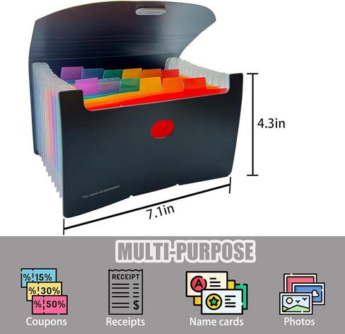 2 Pack 13 Pocket Small Accordion File Organizer, 7x4.5 Inches, Expanding File Folder Organizer for Invoice/Receipt/Cards/Coupon/Tickets (Clear) in Saudi Arabia