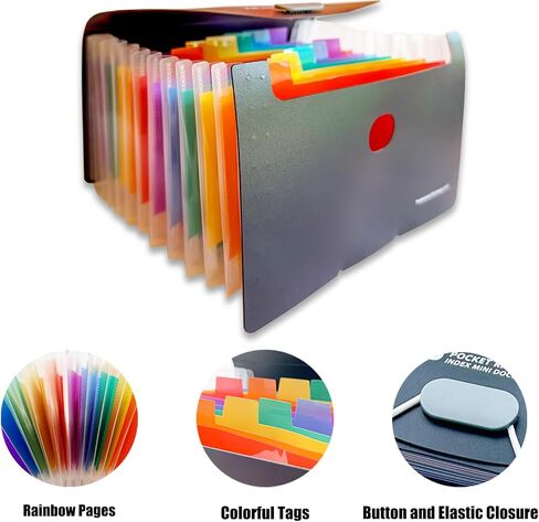 2 Pack 13 Pocket Small Accordion File Organizer, 7x4.5 Inches, Expanding File Folder Organizer for Invoice/Receipt/Cards/Coupon/Tickets (Clear) in Saudi Arabia