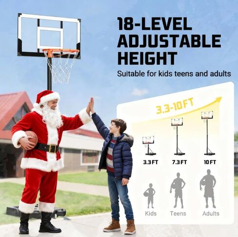 Aimking Portable Basketball Hoop Outdoor System with 44 Inch Shatterproof Backboard, 3.8FT-10FT Height Adjustable Basketball Goal System for Youth/Teens/Adults Indoor Outdoor in Saudi Arabia