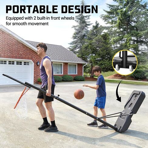 Aimking Portable Basketball Hoop Outdoor System with 44 Inch Shatterproof Backboard, 3.8FT-10FT Height Adjustable Basketball Goal System for Youth/Teens/Adults Indoor Outdoor in Saudi Arabia