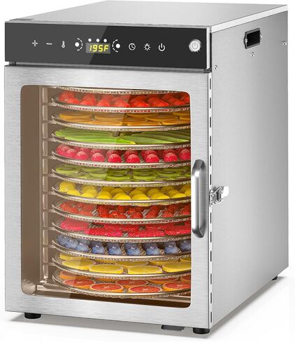 Food Dehydrator Machine for Jerky, 5 Stainless Steel Trays Dishwasher Safe, Compact Size with Large 3.1" Drying Space, 194℉ Temperature Control, 400W Dryer for Dog Treats, Snacks, Fruit, Herbs in Saudi Arabia