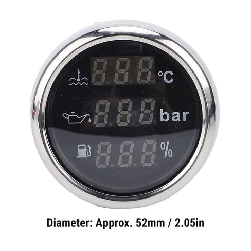Aramox 52mm Digital Water Temperature Oil Pressure Fuel Level Meter, with Backlight Display for Cars RVs Trucks Yachts Boats Motorcycles (White Dial Silver Bezel) in Saudi Arabia