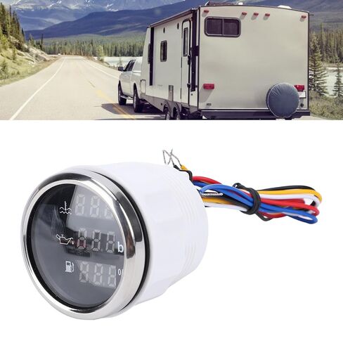 Aramox 52mm Digital Water Temperature Oil Pressure Fuel Level Meter, with Backlight Display for Cars RVs Trucks Yachts Boats Motorcycles (White Dial Silver Bezel) in Saudi Arabia