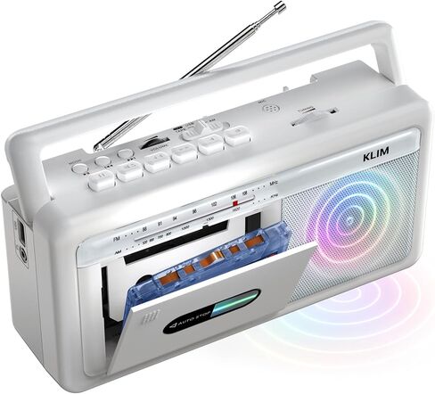 KLIM Portable Cassette Player & Tape Recorder – Boombox with AM/FM Radio, USB, Bluetooth, Speaker, and Earphone Jack – Battery and AC Operated - Black in Saudi Arabia