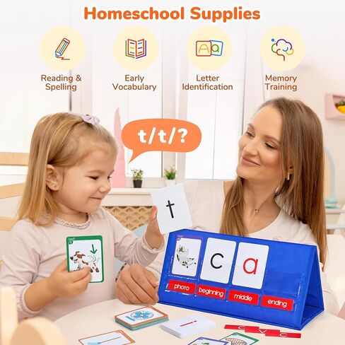 مجموعة بطاقات فلاش للخيمة من Gamenote Word Building Desktop Pocket Chart - CVC Words Phonics Games لوحة مزج للقراءة والتهجئة في رياض الأطفال in Kuwait