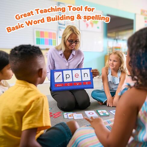 مجموعة بطاقات فلاش للخيمة من Gamenote Word Building Desktop Pocket Chart - CVC Words Phonics Games لوحة مزج للقراءة والتهجئة في رياض الأطفال in Kuwait