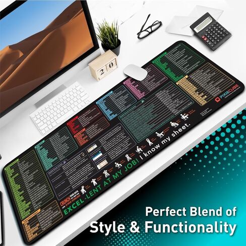 لوحة ماوس لمفاتيح الاختصار من Excel - لوحة ماوس للألعاب ممتدة كبيرة الحجم مقاس XL | حصيرة لوحة المفاتيح لجداول بيانات مكتب الكمبيوتر | حافة مخيطة غير قابلة للانزلاق in Kuwait
