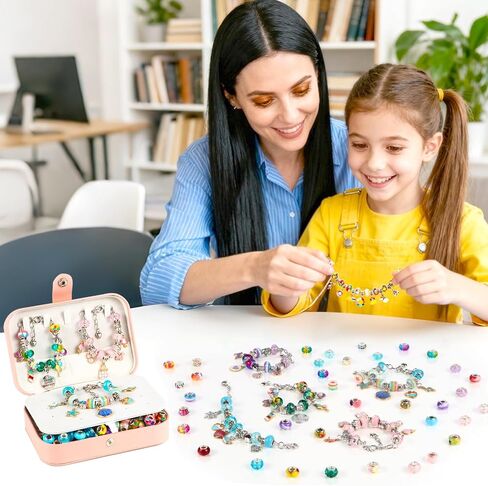 yjk سوار سوار طقم لصنع الفتيات ، ل 15 طقم صنع المجوهرات للفتيات 8-12 ، سحر سوار لصنع سوار ، مجموعة قلادة سحر in Kuwait