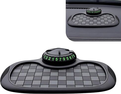 SLIMI 1 PC Multifunction Car Anti-slip Mat, Car Dashboard Phone Holder, Anti-slip Rubber Organizer Pad with Temporary Parking Numbe, Universal Dashboard Accessories, for Most Cars (Black #01) in Saudi Arabia
