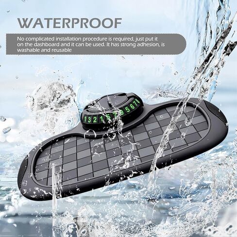 SLIMI 1 PC Multifunction Car Anti-slip Mat, Car Dashboard Phone Holder, Anti-slip Rubber Organizer Pad with Temporary Parking Numbe, Universal Dashboard Accessories, for Most Cars (Black #01) in Saudi Arabia