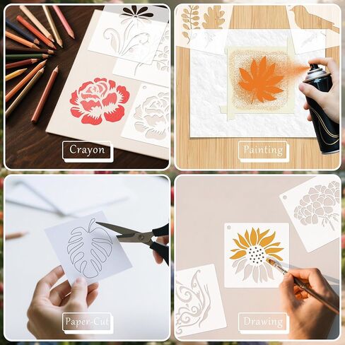 60Pcs Flower Stencils for Painting, Reusable Floral Stencils DIY Flower Painting Stencils, 3Inch for Painting on Wood Rocks Canvas Fabric Glass Pottery Plants Stencils (Flower Plants) in Saudi Arabia