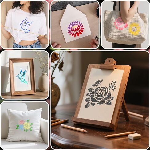 60Pcs Flower Stencils for Painting, Reusable Floral Stencils DIY Flower Painting Stencils, 3Inch for Painting on Wood Rocks Canvas Fabric Glass Pottery Plants Stencils (Flower Plants) in Saudi Arabia