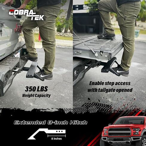 Cobra-Tek Bully Black 2 "الفئة III 2 مرحلة وصلة الاستقبال المصد خطوة سوداء مسحوق مطلي بوزن 350 رطل للخدمة الشاقة in Saudi Arabia