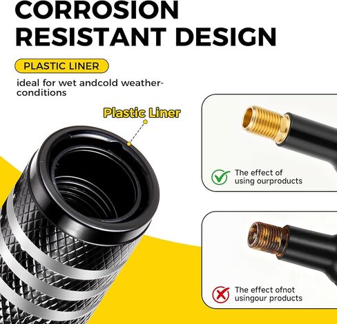Tire Valve Stem Caps - (5 Pack), Metal Valve Stem Caps with Plastic Liner Corrosion Resistant, American Flag Tire Air Caps for Cars Trucks Suvs Motorcycles and Bikes - Black in Saudi Arabia