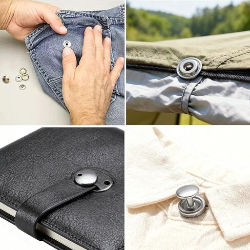15mm Snap Button Kit 240pcs(60 Sets) - Stainless Steel Metal Snap Buttons Fastener for Clothes Heavy Duty Press Stud Cap with Setting Tool for Jeans Fabric Jackets Clothes Bag Leather DIY Craft in Kuwait