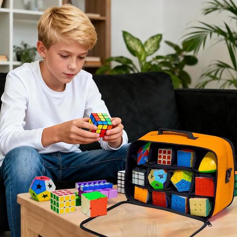 Transparent Speed Cube Storage Case - Visible Rubix Cube Soft Carrying Case for 12+pcs Different Types Cube, Compatible with Cube Tripod, Competition Cubing Timer, Lube & Tools for Home Travel in Saudi Arabia
