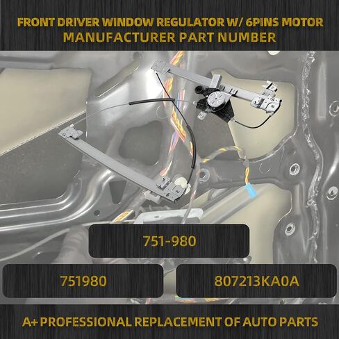 Dasbecan Front Driver Side Power Window Regulator with Motor Assembly Comptible with Nissan Pathfinder 2013-2021 Replace #751-980(6Pins) in Saudi Arabia