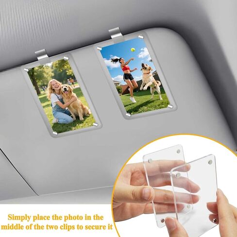 2Pcs Visor clips for cars,Car picture holder.Acrylic car picture frame for car accessories. Universal magnetic car visor photo clip for adding family or personal photos,Gifts for Christmas. in Saudi Arabia
