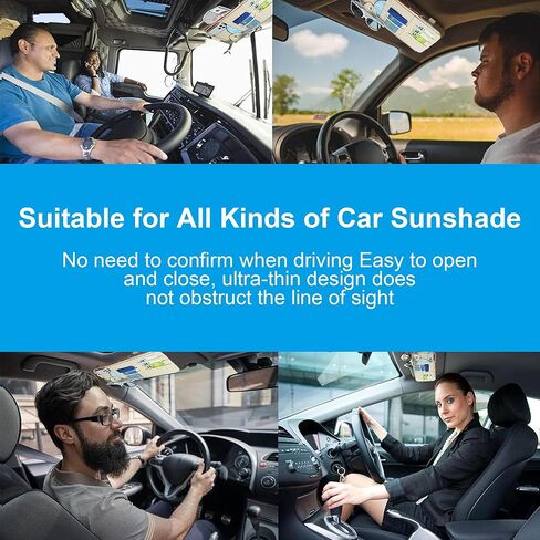 Sun Visor Organizer with Zipper Pockets and Glasses Clip, Multi-Pocket Car Visor Storage Pouch for Essentials, Universal Fit for Cars, SUVs, Trucks, Easy to Install with Elastic Straps, Grey in Saudi Arabia