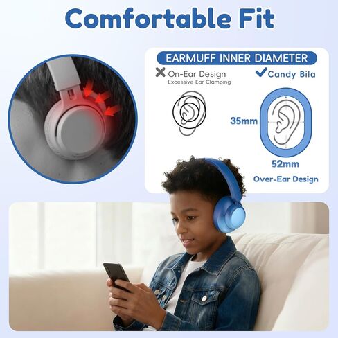 سماعات رأس بخاصية إلغاء الضوضاء النشطة للأطفال، وقت تشغيل 60 ساعة، بلوتوث 6.0، ملاءمة مريحة، شحن USB C، سماعات رأس بلوتوث للأطفال لطائرة iPad اللوحية، وردي متدرج in Kuwait
