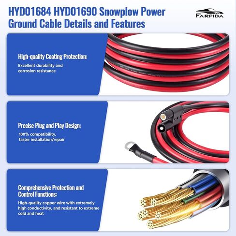HYD01684 HYD01690 Snow Plow Power Ground Cable Truck and Plow Side Repair Harness Fit for BOSS Plows Snow Plow Harness Repair Kit in Saudi Arabia