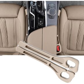 YANTING Car Seat Gap Filler Fit for Cars, SUVs & Trucks,Flexible Multifunctional No Drop Seat Guard with Organizer,2 Pack Car Gap Filler–Prevent Falling,Gap Storage with Seat Belt Holes (Beige) in Saudi Arabia