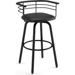 Amisco Turbo 26 in. Swivel Counter Stool - Charcoal Black & Brown Faux Leather/Black Metal in Saudi Arabia