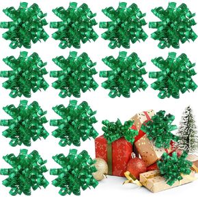 12 Pcs 5.5 Inch Large Christmas Bows for Gift Wrapping Metallic Curly Ribbon Bows Self-Adhesive for Presents Christmas Tree Holiday Party Treat Bags (Gold,Silver,Red) in Kuwait