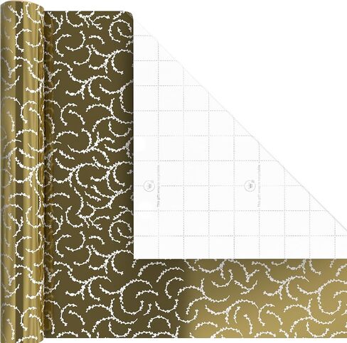 Hallmark Gold Foil Wrapping Paper Mini Rolls, 3-Pack (Shiny Gold Filigree and Foliage on Ivory and Mint Green) for Christmas, Hanukkah, Valentine's Day, Mother's Day, Weddings - 40 Sq. Ft. Total in Saudi Arabia