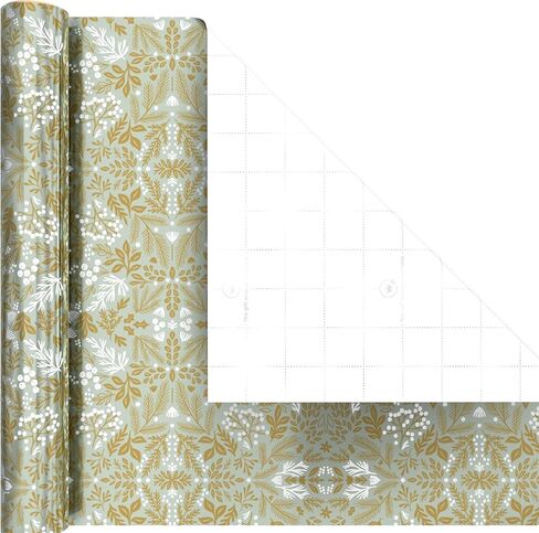 Hallmark Gold Foil Wrapping Paper Mini Rolls, 3-Pack (Shiny Gold Filigree and Foliage on Ivory and Mint Green) for Christmas, Hanukkah, Valentine's Day, Mother's Day, Weddings - 40 Sq. Ft. Total in Saudi Arabia