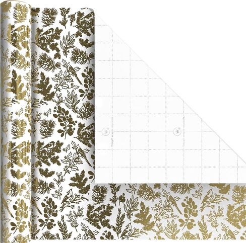 Hallmark Gold Foil Wrapping Paper Mini Rolls, 3-Pack (Shiny Gold Filigree and Foliage on Ivory and Mint Green) for Christmas, Hanukkah, Valentine's Day, Mother's Day, Weddings - 40 Sq. Ft. Total in Saudi Arabia
