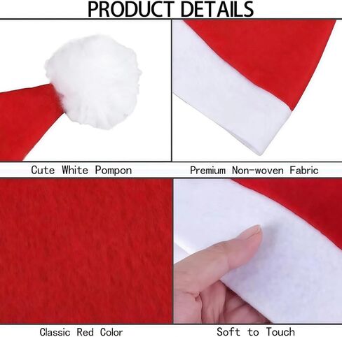 Christmas Santa Hats, 6 Pack Xmas Comfort Plush Red and White Holiday Hats for Christmas Festive Holiday Party Supplies in Saudi Arabia