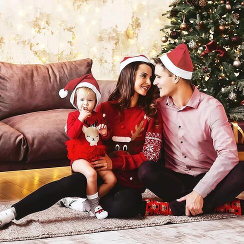 Christmas Santa Hats, 6 Pack Xmas Comfort Plush Red and White Holiday Hats for Christmas Festive Holiday Party Supplies in Saudi Arabia
