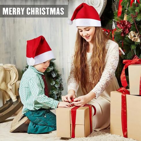 Christmas Santa Hats, 6 Pack Xmas Comfort Plush Red and White Holiday Hats for Christmas Festive Holiday Party Supplies in Saudi Arabia