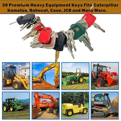 42 Heavy Construction Equipment Machine Operator Ignition Master Keys Set Fits Caterpillar Bobcat JD Case JLG JCB Volvo Hyster Ford New Holland Yanmar Takeuchi Kubota Komatsu Toyota Hitachi in Kuwait