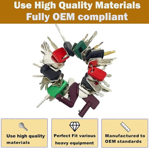 42 Heavy Construction Equipment Machine Operator Ignition Master Keys Set Fits Caterpillar Bobcat JD Case JLG JCB Volvo Hyster Ford New Holland Yanmar Takeuchi Kubota Komatsu Toyota Hitachi in Kuwait