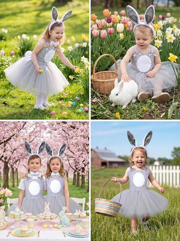 Easter Kids Girls Bunny Costume Tutu Dress Up Clothes Set Rabbit Birthday Party Costume Animal Bunny Kids Costume in Kuwait