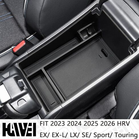 Center Console Organizer Tray Compatible with Honda HRV 2023 2024 Accessories, Armrest Storage Box for HRV EX/EX-L/LX/SE/Sport/Touring,Black Trim in Saudi Arabia