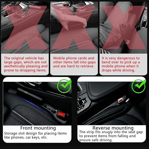 2PCS Universal Car Seat Gap Filler Organizer - No Drop Seat Guard with Side Pockets, Durable Non-Slip Material, Easy 10-Second Install for Cars, Trucks & SUV (Beige) in Saudi Arabia