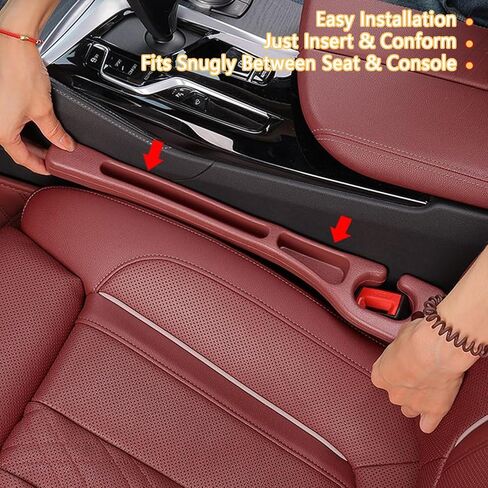 2PCS Universal Car Seat Gap Filler Organizer - No Drop Seat Guard with Side Pockets, Durable Non-Slip Material, Easy 10-Second Install for Cars, Trucks & SUV (Beige) in Saudi Arabia