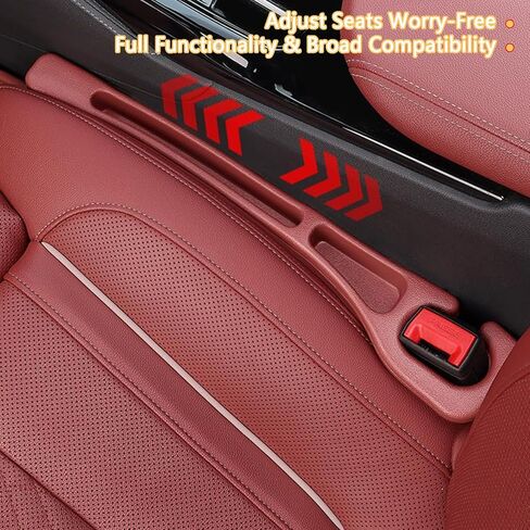 2PCS Universal Car Seat Gap Filler Organizer - No Drop Seat Guard with Side Pockets, Durable Non-Slip Material, Easy 10-Second Install for Cars, Trucks & SUV (Beige) in Saudi Arabia
